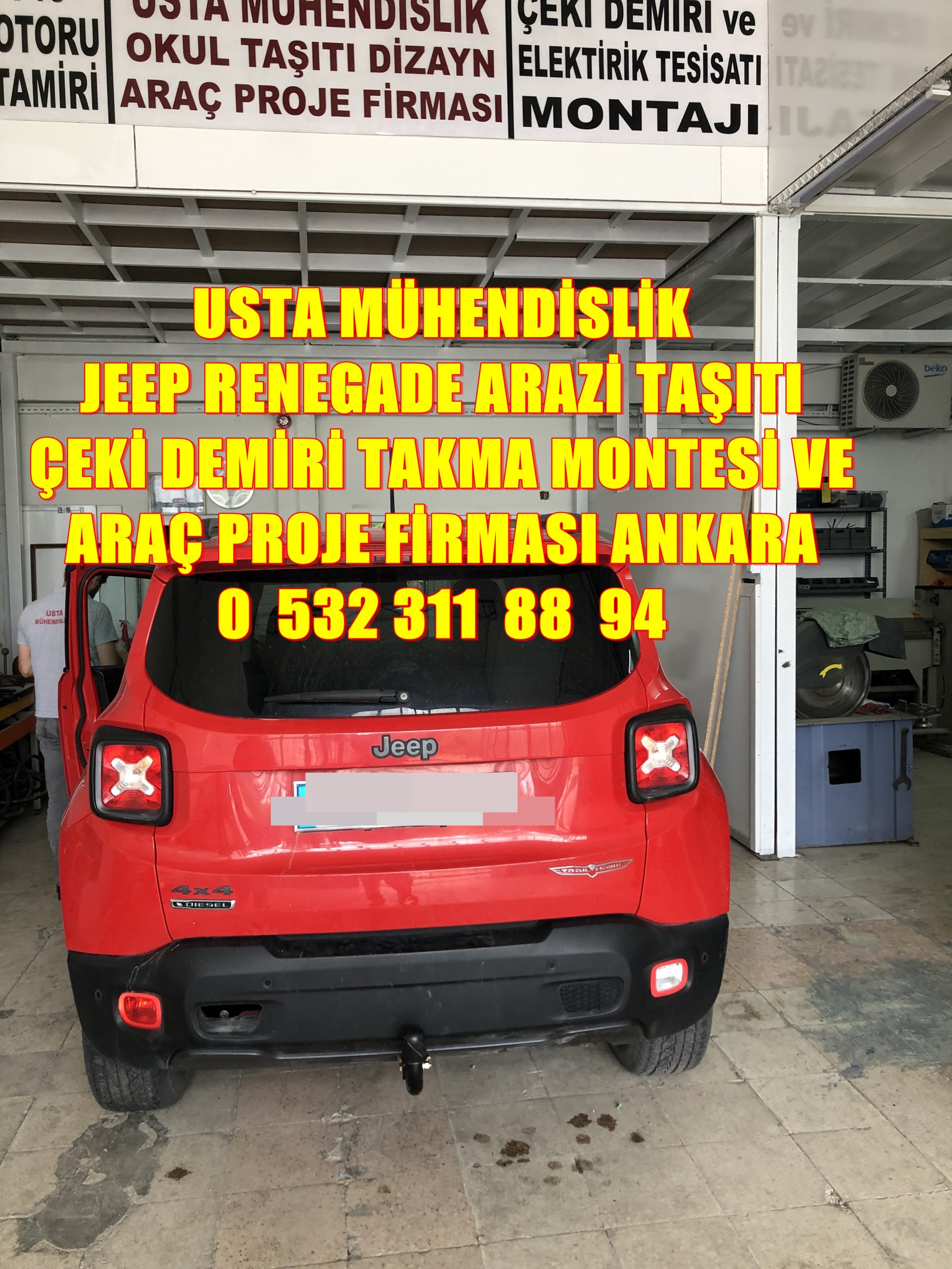 JEEP RENEGADE ÇEKİ DEMİRİ TAKMA MONTAJI VE ARAÇ PROJE ANKARA OSTİMDE USTA MÜHENDİSLİK.ANKARA